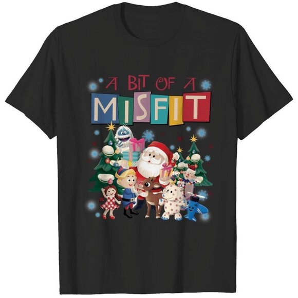 Misfit Christmas T-Shirt Rudolph The Red Nosed Reindeer Funny Holiday Graphic 79 - Picture 1 of 6